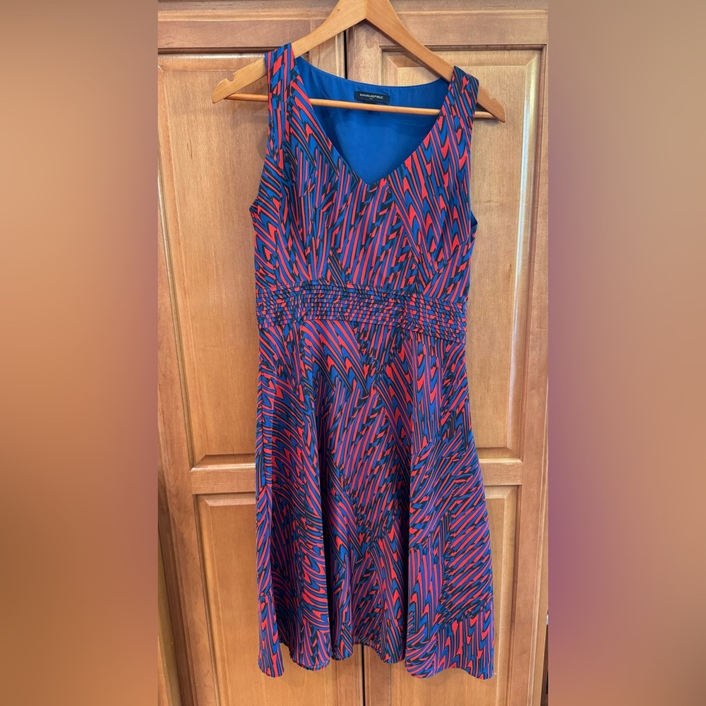 Banana Republic dress, size 6, blue and red.